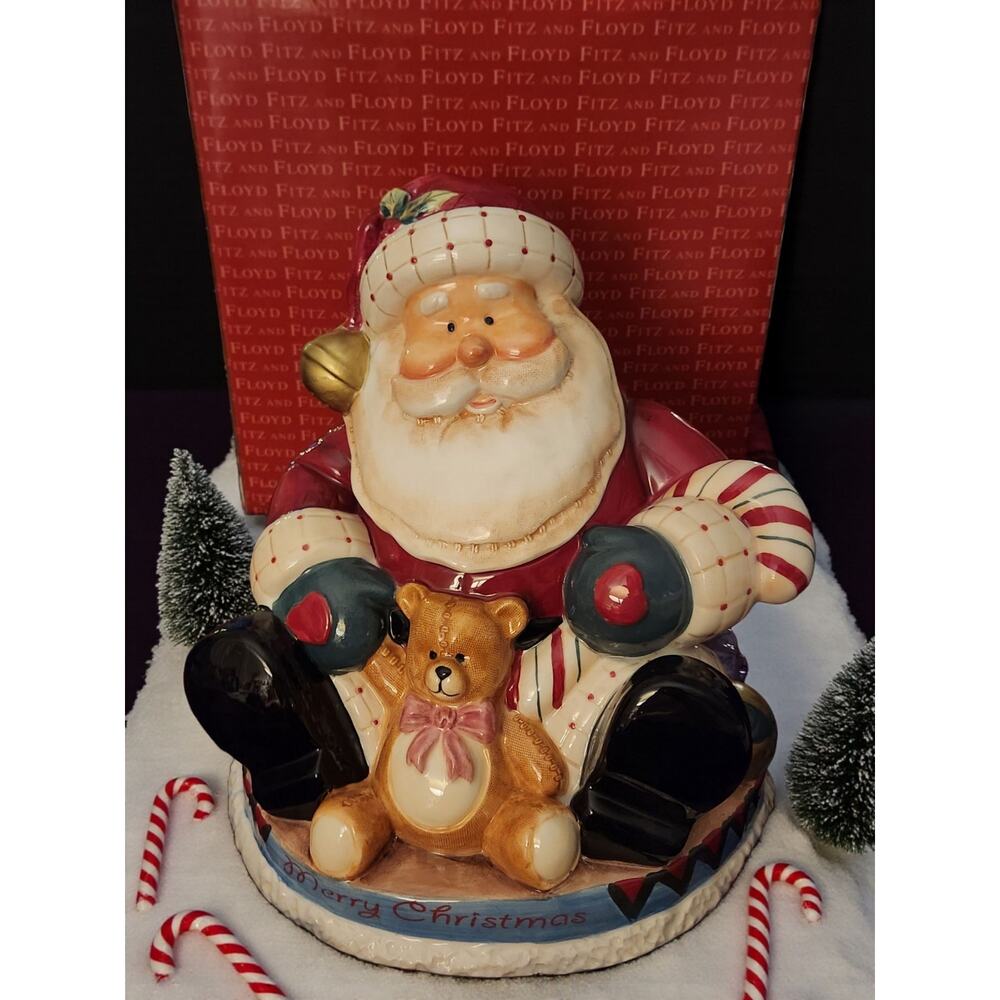Fitz and Floyd Fireplace Santa Collection Cookie Jar with Lid 619-116 NIB